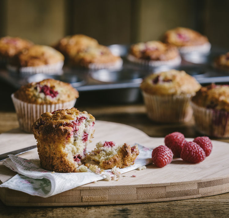 Raspberry and Pine Nut Muffins 