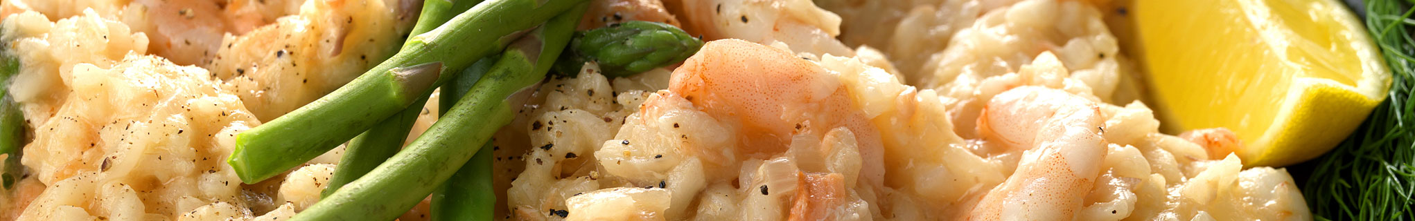 Prawn and Hot-Smoked Salmon Risotto with Asparagus