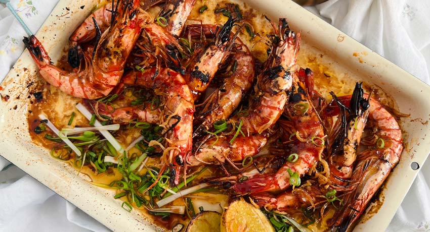 Garlic grilled prawns