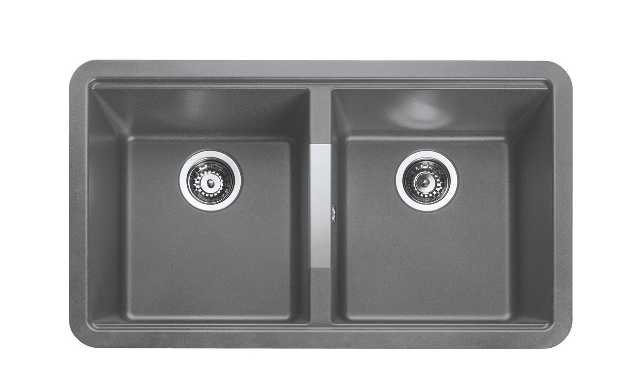 Paragon Rangemaster Igneous Granite Undermount Sink 2 bowls Grey