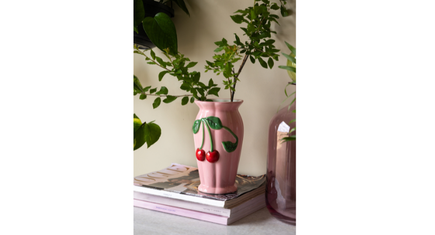 Pink cherry vase