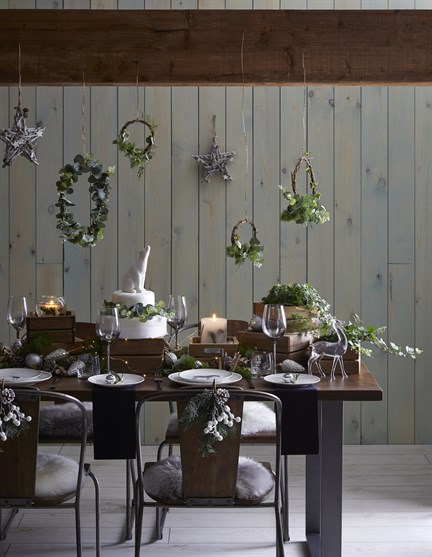 To help get you in the festive spirit, we’ve selected some of our favourite seasonal looks perfect for hosting the best Christmas yet!   3) Dunelm’s Northern Lights collection includes gold and mirror star tree decorations, priced £3.50 and crackers for £6. Animal side plates, £12 for four; Simplicity dinner plates, £4 each; polar bear ornament, £6; wooden star, £5; acrylic stag, £8 and sheepskin seat pads, £15 (www.dunelm.com)